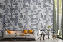 Carta da Parati superficie mattonelle decoro geometrico