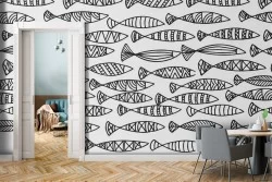 Carta da Parati Design e Stili Flora e Fauna animali Mondo acquatico Stilizzata