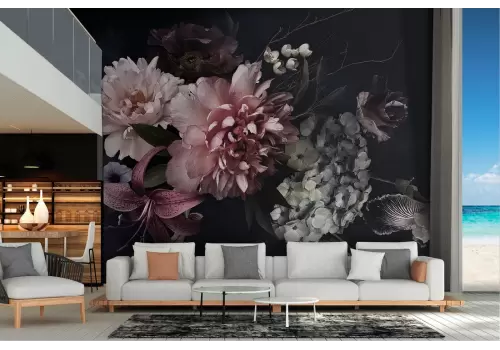 Carta da Parati bouquet fiori rosa natura stile vintage