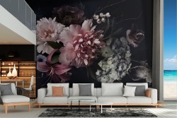 Wallpaper bouquet pink flowers nature vintage style