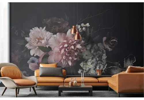 Wallpaper bouquet pink flowers nature vintage style 2