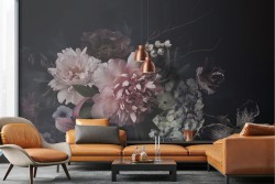 Wallpaper bouquet pink flowers nature vintage style