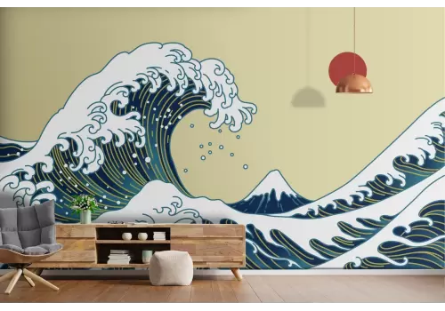 Oriental stylized wave wallpaper