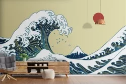 Oriental stylized wave wallpaper