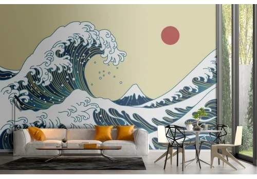 Oriental stylized wave wallpaper 2