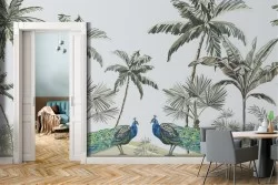 Carta da Parati animali Foreste e Alberi Tropicale