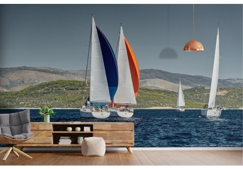 Wallpaper landscape sea with ships