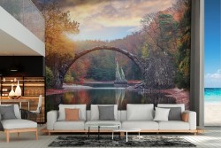 Carta da Parati fiume nella foresta paesaggio fantasy