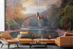 Wallpaper river in the forest fantasy landscape