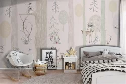 Animal wallpaper in the forest children's decoration