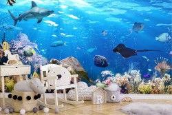 Wallpaper fish and coral underwater landscape