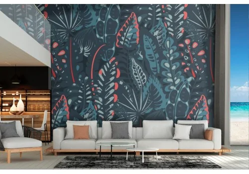 Wallpaper stylized leaves abstract nature decoration