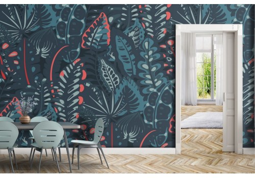 Carta da Parati foglie stilizzate natura astratta decorazione 2