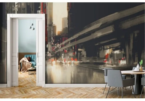 Carta da Parati città dipinto metropoli