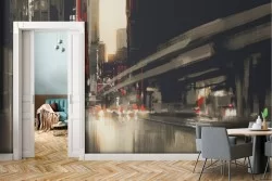 Carta da Parati città dipinto metropoli