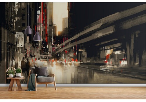 Wallpaper city painted metropolis 2