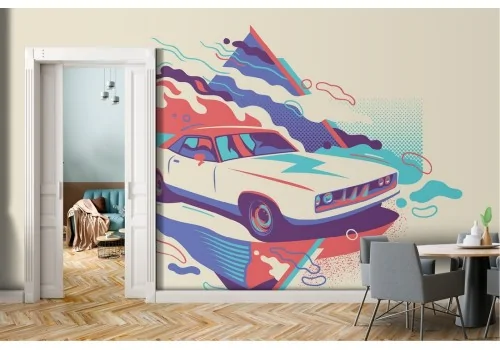 Carta da Parati macchina corsa illustrazione moderna