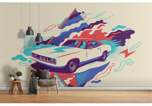 Wallpaper machine race modern illustration 2