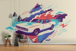 Wallpaper machine race modern illustration