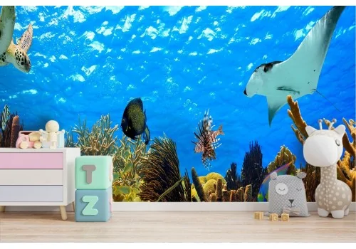 Underwater nature wallpaper with fish and corals 2