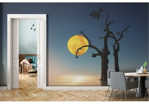 Wallpaper tree in the lake surreal landscape