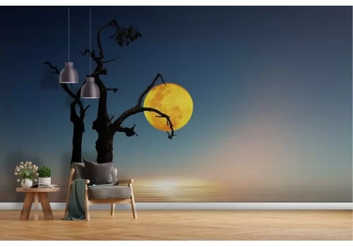 Carta da Parati albero nel lago paesaggio surreale 2