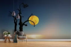 Wallpaper tree in the lake surreal landscape