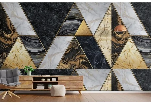 Wallpaper geometric marble tile decoration