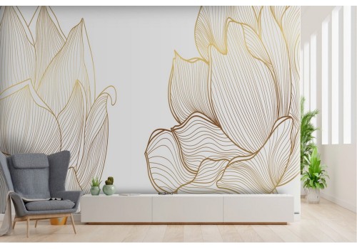 Carta da Parati fiori stilizzati luxury oro