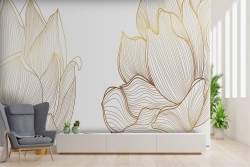 Carta da Parati fiori stilizzati luxury oro