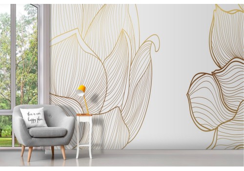 Carta da Parati fiori stilizzati luxury oro 2