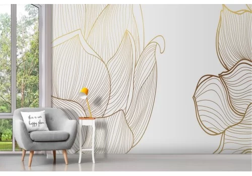 Luxury gold stylized flowers wallpaper 2