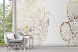 Carta da Parati fiori stilizzati luxury oro