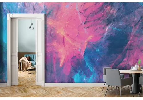 Carta da Parati dipinto astratto blu e fucsia design 2