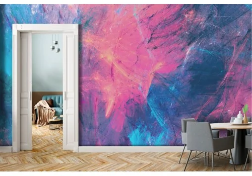 Carta da Parati dipinto astratto blu e fucsia design 2