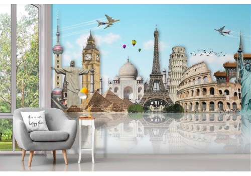 Wallpaper tourist attractions city illustration 2