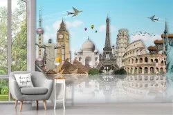 Carta da Parati attrazioni turistiche città illustrazione