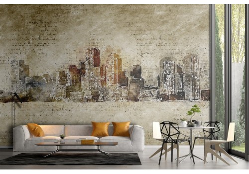 Metropolis skyscrapers watercolor wallpaper