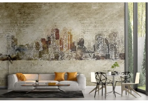 Metropolis skyscrapers watercolor wallpaper