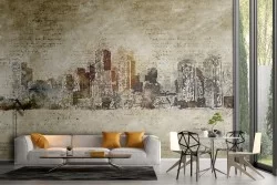 Metropolis skyscrapers watercolor wallpaper
