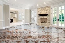 Damaged baked bricks wallpaper surface