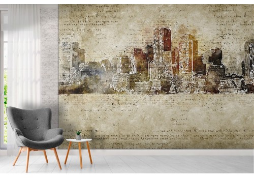 Metropolis skyscrapers watercolor wallpaper 2