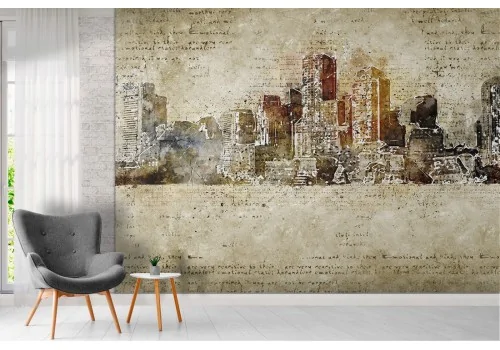 Metropolis skyscrapers watercolor wallpaper 2