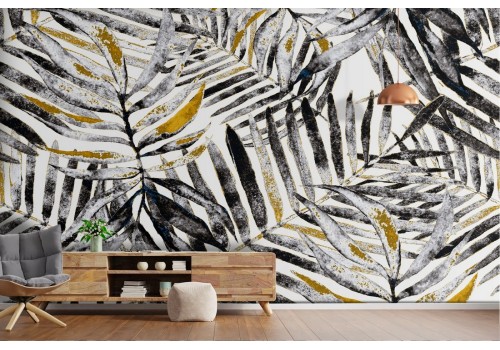 Wallpaper with stylized leaves modern design