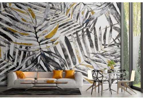 Carta da Parati foglie stilizzate design moderno 2