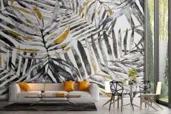 Wallpaper with stylized leaves modern design