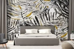 Carta da Parati Foglie Moderna Natura Stilizzata