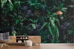 Tropical forest wallpaper leaves and flowers nature