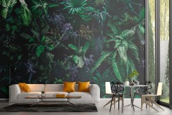 Carta da Parati foresta tropicale foglie e fiori natura