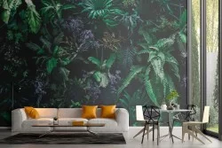 Tropical forest wallpaper leaves and flowers nature